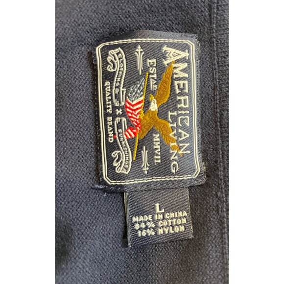 American Living Womens Navy Sleeveless Knit Top With Folded Collar Size Large - Picture 7 of 8